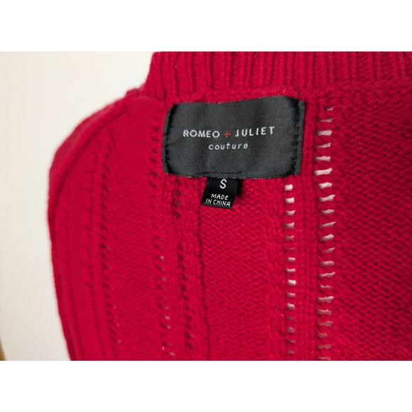 Romeo & Juliet Couture Women's Cropped Ribbed Open Knit Sweater Size Small - Picture 6 of 8